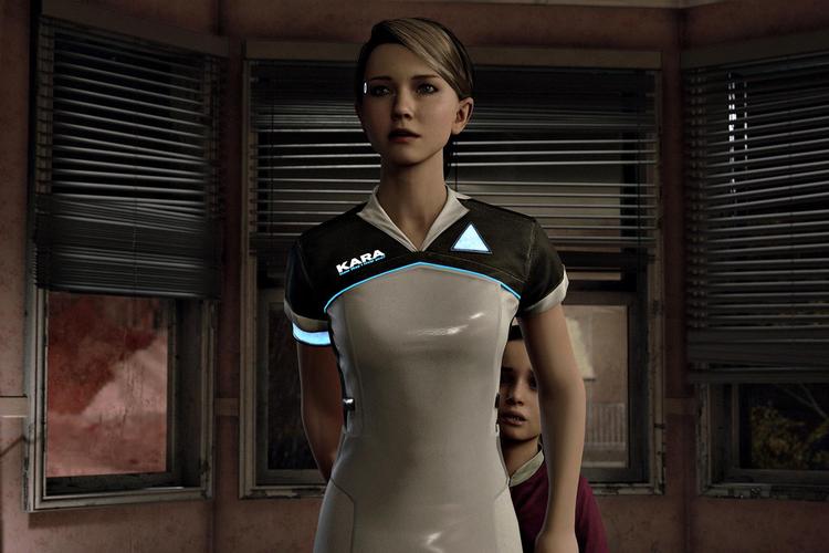  Alt, hvad du foretager dig i ’Detroit: Become Human', har betydning for, hvordan historien udvikler sig. Som spiller må du derfor hele tiden overveje nøje, hvad du gør. Skal du som Kara for eksempel gribe ind, når din ejer tæsker sin datter?  Still fra spillet  Quantic Dreams