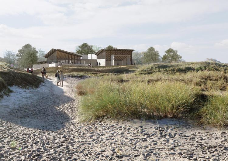 Fonden Hornbæk Kunstmuseum fremlagde torsdag planerne for det nye museum og kulturhus på Hornbæk Strand, som forventes at stå klar inden for de næste tre år. Kim Utzon Arkitekter