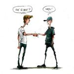 De sønderjyske unge er de eneste, der beholder dialekten. Tegning Roald Als