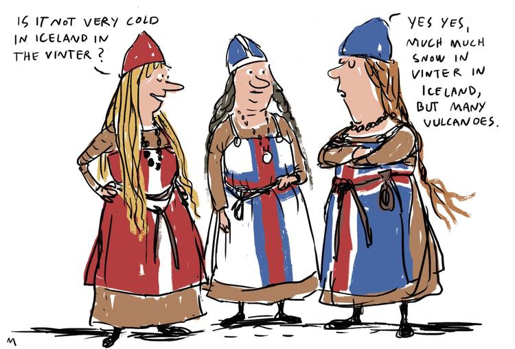 Interessen for islandsk og færøsk er  tilsyneladende ikke til stede blandt de studerende. Men  i stedet for at lukke kurserne bør man arbejde med at  promovere fagene, siger Sune de Souza Schmidt-Madsen fra forlaget Lindhardt og Ringhof. Tegning Mette Dreyer