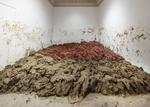 Rå og kaotisk.  En mere jordisk  installation end Alexandra Engelfriets ’Skinned’ (Flået) er svær at forestille sig. For værket ligner en pløjemark. Den  nederlandske kunstners værk lever ikke  i kraft af sin form, men gennem de  aktiviteter, der har skabt formen. Anders Sune Berg