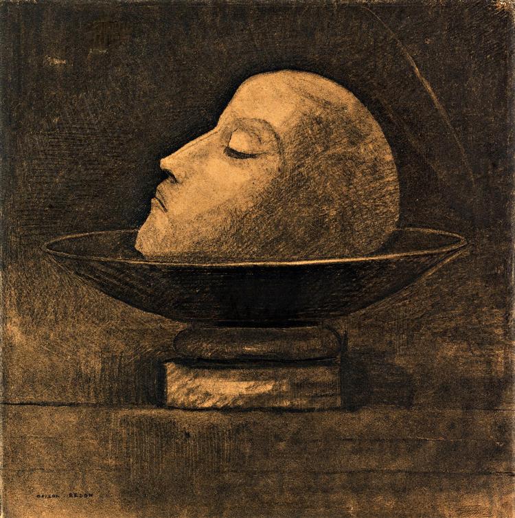 ’Hovedet af en martyr’ af Redon fra 1877. 