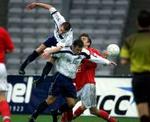AGFs Micky Doyle og Nocko Jokovic i kamp mod bl.a. Silkeborgs Bora Zivkovic. - Foto: Claus Bonnerup 
