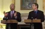 Møde mellem Powell og Blair i London tirsdag. - Foto: AP 