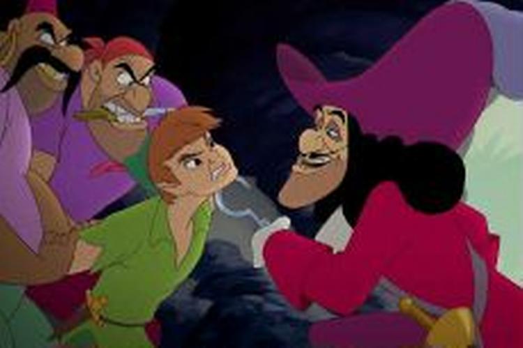 Kaptajn KLo er som altid så herligt ond, at han er ved at stjæle billedet fra dydsmønster-arvefjenden Peter Pan. - Foto: Buena Vista International 