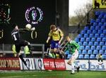 Brøndbys Matthias Jonsson var her, der og alle vegne mod AB. Her scorer han til 2-0. - Foto: Thomas Boberg 