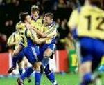 Brøndby-AB 4-2. Superliga fodbold. Brøndby jubler