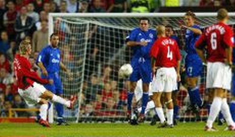 David Beckham skruer 2-0 i mål direkte på frispark. Derefter var ungarerne møre. - Foto: AP 