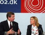 USA's og Danmarks justitsministre, John Ashcroft og Lene Espersen, i København lørdag. - Foto: AP 