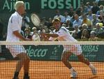 Parret Llodra og Santoro fra Frankrig (billedet) tabte doublen til amerikanerne Blake/Martin. Stillingen er nu 2-1 i fransk favør. - Foto: AP 