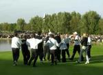 Det europæiske hold i jubel efter sejren. - Foto: AP 