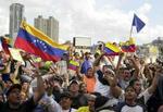 Stor demonstration i Caracas i går. - Foto: AP 