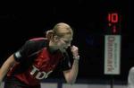 Camilla Martin i et engageret øjeblik i finalen mod Ruina. - Foto: Kim Agersten 