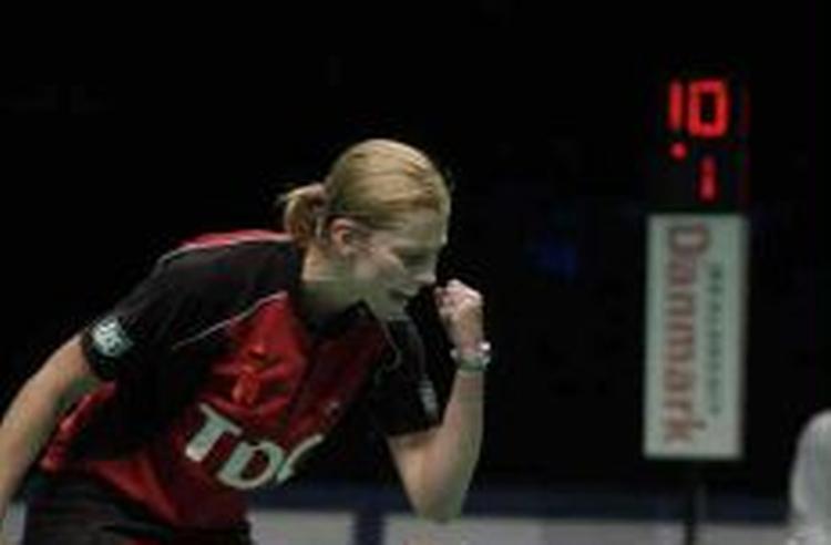 Camilla Martin i et engageret øjeblik i finalen mod Ruina. - Foto: Kim Agersten 