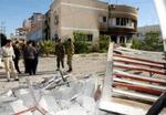 Palæstinensiske politifolk foran sikkerhedshovedkvarteret i Gaza By. - Foto: AP 
