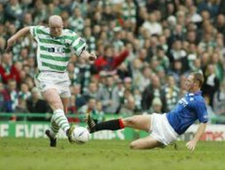 John Hartson (tv) sikrede hjemmeholdet sejren over rivalerne fra Glasgow. - Foto: AP 