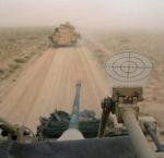 Amerikanske militærkøretøjer på vej mod Bagdad. - Foto: AP 
