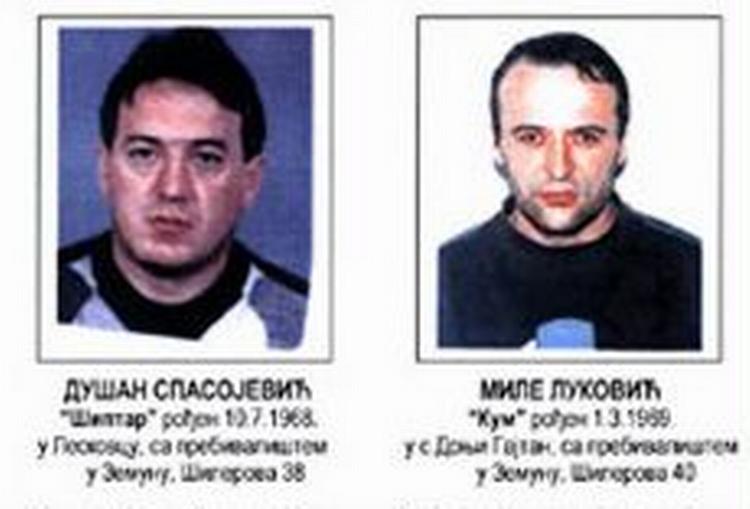 Dusan Spasojevic og Milan Lukovic, som de serbiske myndigheder betegner som ledere af den såkaldte Zemun-bande, blev dræbt nær Beograd. - Foto: AP 