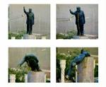 Fire billeder fra den dramatiske episode, hvor en Saddam-statue blev væltet omkuld. - Foto: AP 