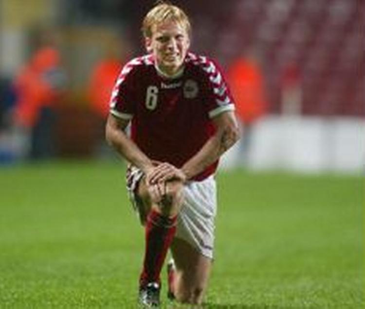 Christian Poulsen blev skadet i Danmarks kamp mod Rumænien i slutningen af marts. - Foto: Lars Poulsen 