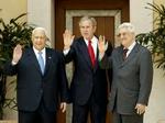 Sharon, Bush og Abbas til topmøde i Jordan. Foto: AP 