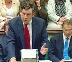 Finansminister Brown fremlægger regeringens holdning til euroen for Underhuset. - Foto: AP 
