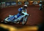 Nicki Pedersen under træning forud for løbet i Parken. - Foto: Finn Frandsen 