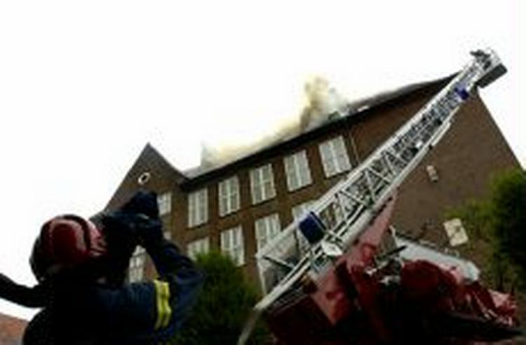 Brand i taget på Stevnsgade Skole. - Foto: Kåre Viemose. 