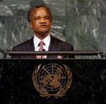 Chiluba under en tale til FN's Sikkerhedsråd, da han var præsident i Zambia. - Foto: AP 