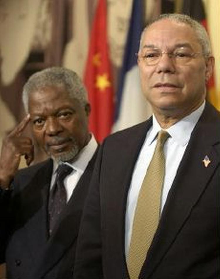 Dagens møde mellem Kofi Annan og Colin Powell kunne ikke få de to parter til at nå til enighed - Foto: AP 