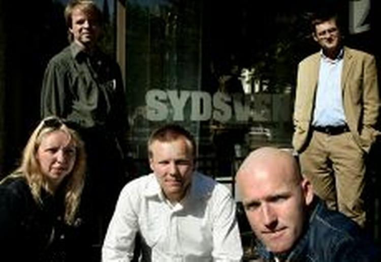 Politikens redaktion i Sverige, fra venstre Ole Friis, Kristina Olsson, Jakob Nielsen, Stig Ørskov og Michael Jarlner. - Foto: Miriam Dalsgaard. 