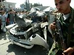 Under dagens andet israelske angreb i Gaza blev to Hamasmedlemmer dræbt, da denne bil blev ramt af et missil. - Foto: AP 