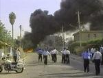 Eksplosionen i Bagdad mandag morgen. Foto: AP 