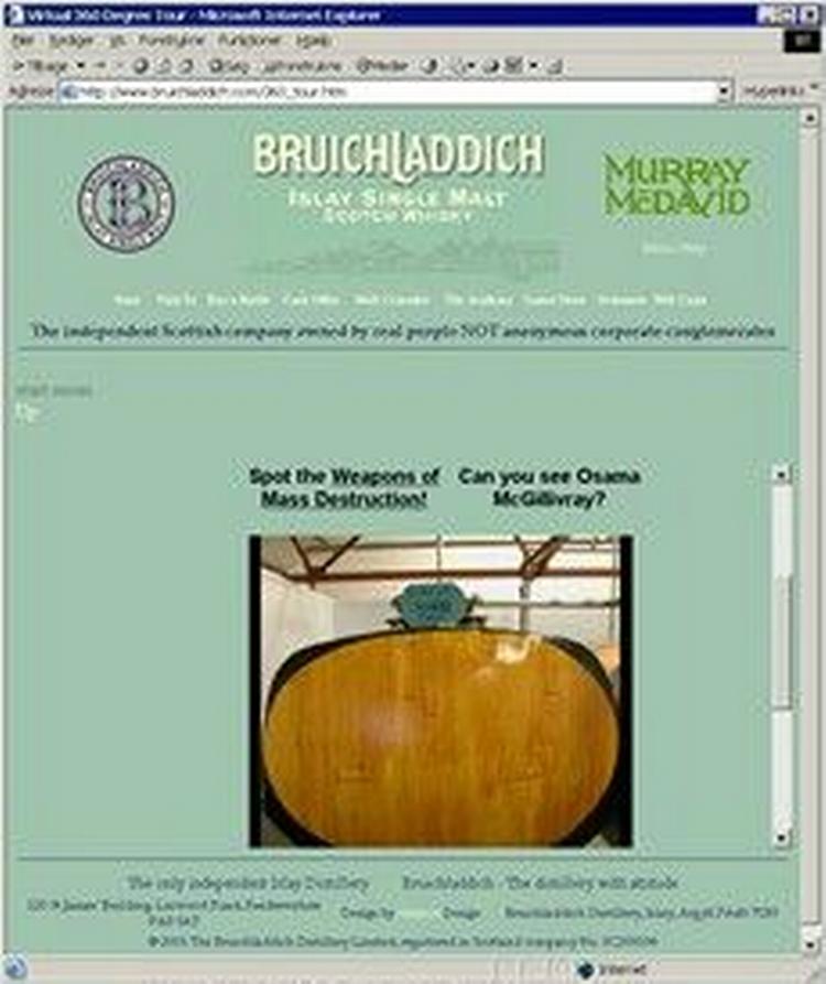 Er dette en indretning til fremstilling af kemiske våben? Nej. Det er et kar til brug ved fremstilling af ædel matlwhisky fra Islay. Foto fra hjemmesiden www.bruinlad-dich.com. 