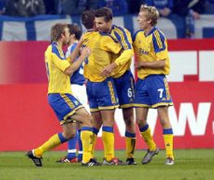 Andreas Jakobsson bragte Brøndby foran i første halvleg.- Foto: AP 