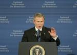 Det klinger hult, når USA's præsident George W. Bush taler for demokrati i Mellemøsten, mener kritikere. - Foto: AP 
