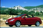 Peugeot 307 Coupe Cabriolet i åben tilstand. 