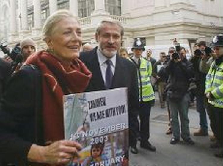 Den britiske skuespiller Vanessa Redgrave støtter Sakajev og har betalt for, at han kunne være løsladt mod kaution. - Foto: AP 
