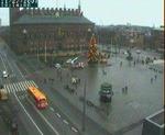 Juletræets enorme lyskæde blev torsdag formiddag testet. -Foto: Politikens webcam 