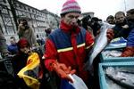 Fiskerne havde gaver med til københavnerne i form af gratis fisk. - Foto: Jacob Ehrbahn 
