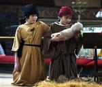 Thomas Søren Uth som Josef og Victoria Sara Hedegaard som Maria i katolske Sankt Ansgars Skoles krybbespil. Skolen har mange muslimske elever. - Foto: Jens Dresling 