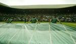 Indtil nu er græsbanerne i Wimbledonturneringen blevet beskyttet af plastik. I fremtiden skal der måske tag over Centre Court. - Arkivfoto: AP 