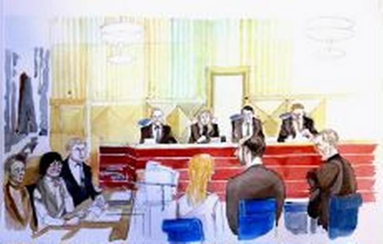 Chaufføren udpegede Mijailo Mijailovic i retten. - Tegning: AP 
