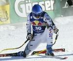 Eberharter fejrede sit gennemløb på Hahnenkamm - en af de hurtigste løb på pisten gennem tiderne. - Foto: AP 