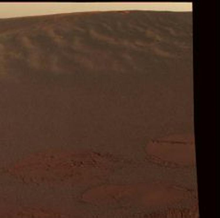 De første farvebilleder fra Opportunity nåede Jorden først på eftermiddagen. - Foto: AP 