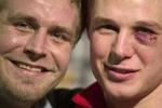 Michael V. Knudsen (th.) fik én på øjet mod Tyskland i semifinalen, til gengæld fik han på stjerneholdet i modsætning til Joachim Boldsen og de øvrige danske spillere. - Foto: Peter Hove Olesen 