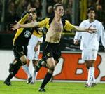 Aachens hollandske måltyv Meijer jubler over sejrsmålet. - Foto: AP 