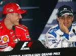 Michael Schumacher sammen med Williams Juan Pablo Montoya til pressekonference. - Foto: AP 
