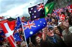 Forlovelsen blev fejret på Amalienborg SLotsplads den 8. oktober, og mange australier råbte Aussie, Aussie. - Foto: Finn Frandsen 