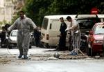De tre bomber eksploderede uden for en politistation i Athen. - Foto: AP 